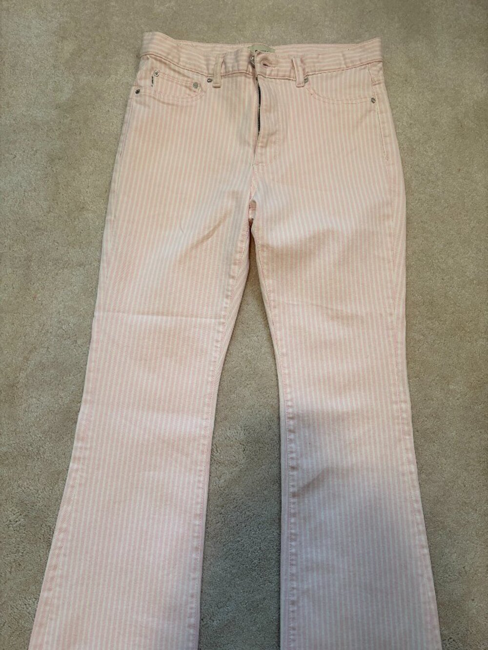 DL 1961 Pink and White Stripped Straight Jeans